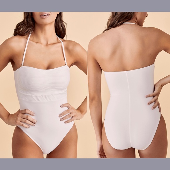 NEW La Blanca [ 0 ] Lets Duet Bandeau One Piece Swimsuit in‎ White - Picture 1 of 12